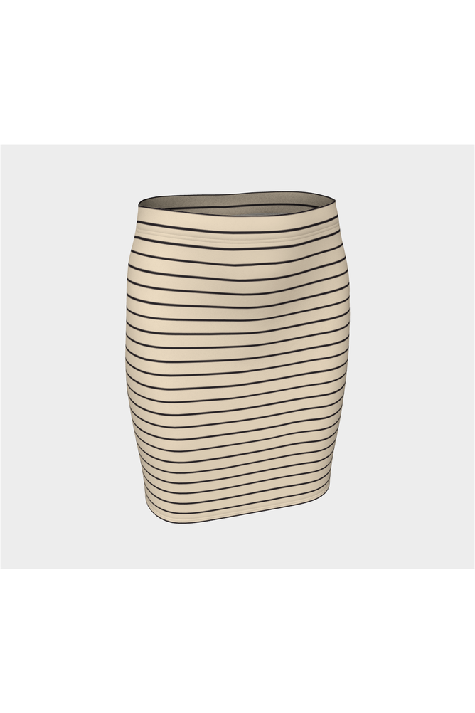 Striped Wheat-Colored Fitted Skirt - Objet D'Art