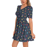 Suns of the Universe Short Sleeve Ruched Bust Flared Hem Dress - Objet D'Art
