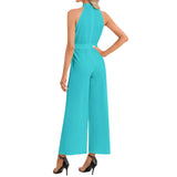 Halter Neck Buckle Belted Jumpsuit - Objet D'Art