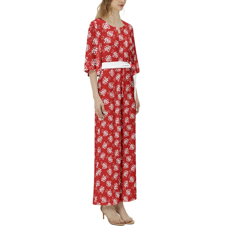 Dolman Sleeve Belted Wide Leg Jumpsuit - Objet D'Art