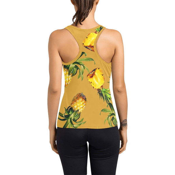 big pineapple print 2A Women's Racerback Tank Top (Model T60) - Objet D'Art