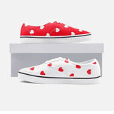 Two Tone Hearts Unisex Canvas Low Cut Sneakers - Objet D'Art