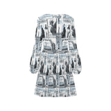 selenium lady liberty print 6 V-Neck Loose Fit Dress (Model D62) - Objet D'Art