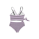 lav dot dash print Knot Side Bikini Swimsuit (Model S37) - Objet D'Art