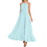 Ruffle Hem Halter Neck Maxi Dress - Objet D'Art