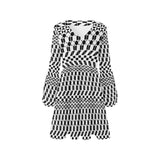 bw print A2 geometry V-Neck Loose Fit Dress (Model D62) - Objet D'Art