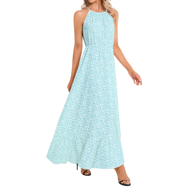 Ruffle Hem Halter Neck Maxi Dress - Objet D'Art