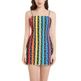 Zodiac Rainbow Sleeveless Square Neckline Spaghetti Strap Mini Dress - Objet D'Art