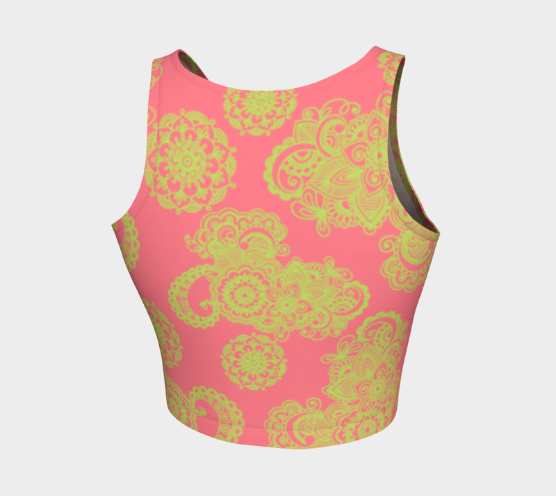 Dark Pink and Green Paisley Crop Top - Objet D'Art