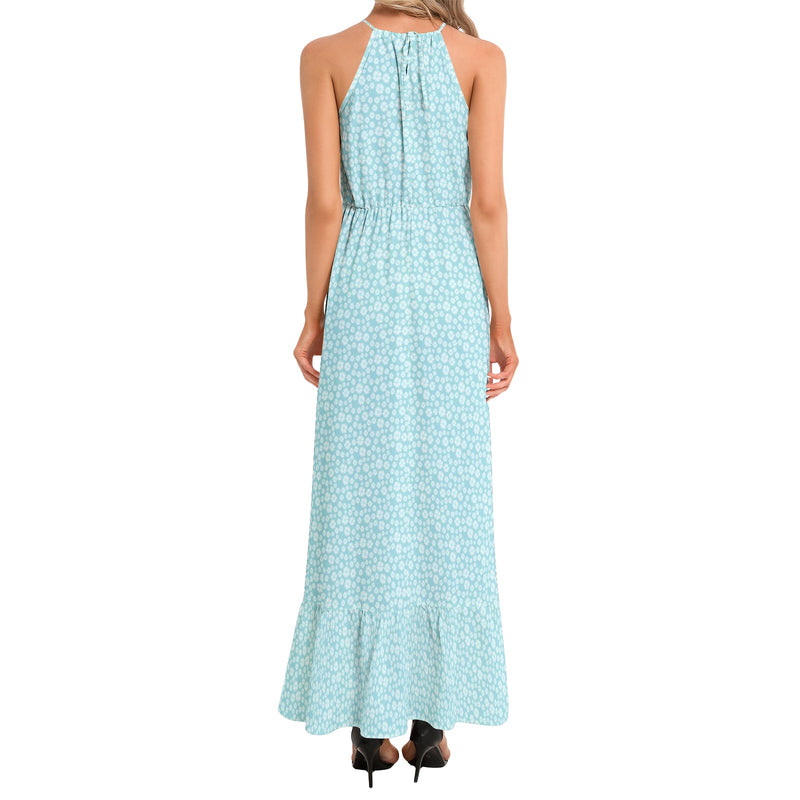 Ruffle Hem Halter Neck Maxi Dress - Objet D'Art