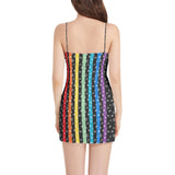 Zodiac Rainbow Sleeveless Square Neckline Spaghetti Strap Mini Dress - Objet D'Art