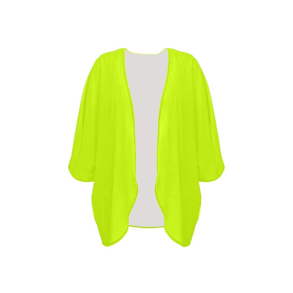 neon green print 2 Women's Kimono Chiffon Cover Up (Model H51) - Objet D'Art
