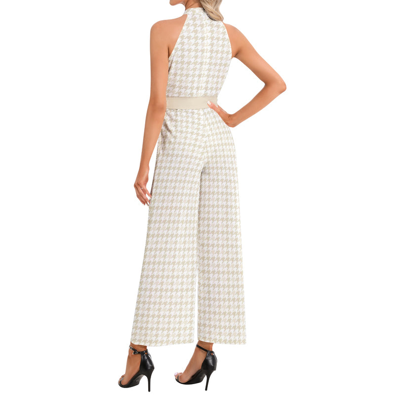 Halter Neck Buckle Belted Jumpsuit - Objet D'Art