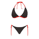 sun polka dot print red center print Buckle Front Halter Bikini Swimsuit (Model S08) - Objet D'Art