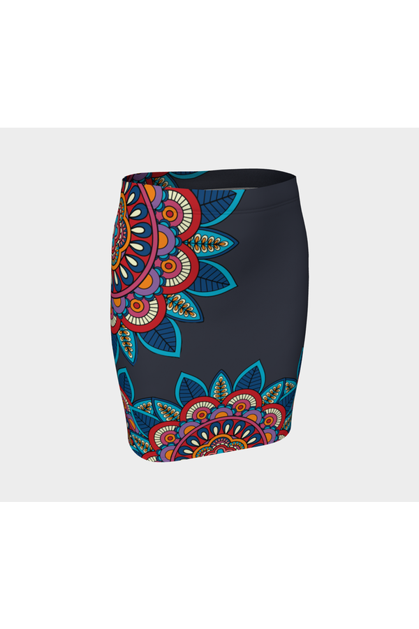 Colorful Floral Fitted Skirt - Objet D'Art