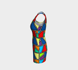 Painted Window Pane Bodycon Dress - Objet D'Art