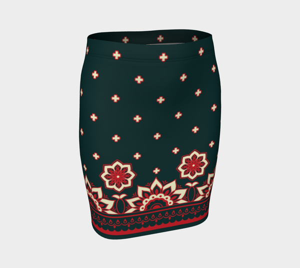 Floral Abstract Fitted Skirt - Objet D'Art
