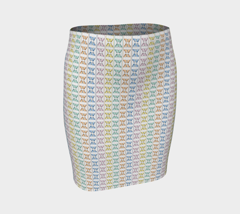 Kaleidoscope of Butterflies Fitted Skirt - Objet D'Art