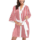 gingham red print Kimono Robe - Objet D'Art