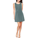 heart wheels print Thea Sleeveless Skater Dress(Model D19) - Objet D'Art