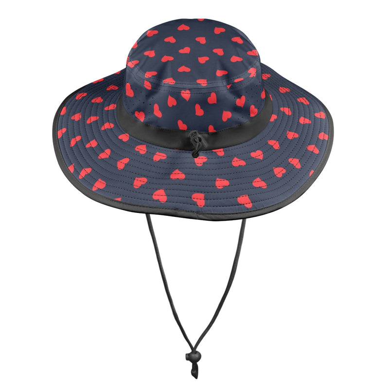 scattered hearts print 4 Wide Brim Bucket Hat - Objet D'Art