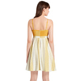 Decorative Striped Spaghetti Strap Sleeveless Falred Hem Short Dress - Objet D'Art