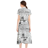 Women's Suffrage Headline News Print Drawstring Waist A-line Flared Midi Dress - Objet D'Art