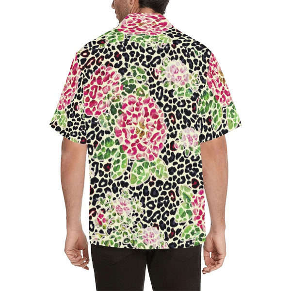 leopard rose print 2 Hawaiian Shirt with Merged Design (Model T58) - Objet D'Art