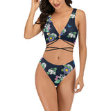 floral print butterfly 4 Cross String Bikini Set (Model S29) - Objet D'Art