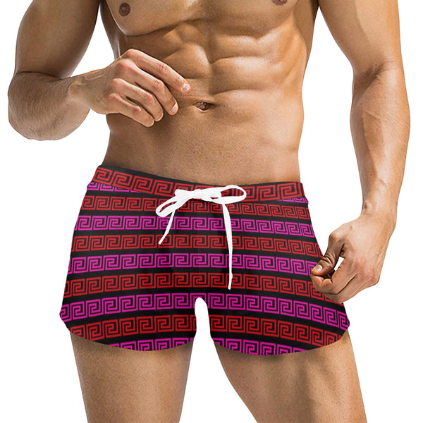 grk ky blk print Men's Swim Trunks with Zipper Pocket (Model L71) - Objet D'Art