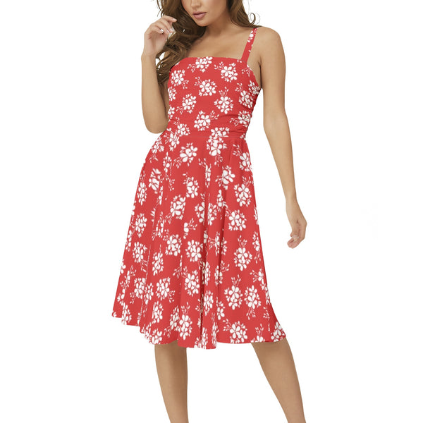 Sleeveless Square Neck Flare Hem Midi Dress - Objet D'Art