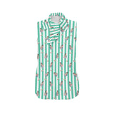 looking at you print 2 Women's Bow Tie V-Neck Sleeveless Shirt (Model T69) - Objet D'Art