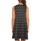 sun polka dot print red center print Sleeveless A-Line Pocket Dress (Model D57) - Objet D'Art