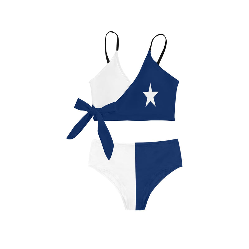 white solid print addsart Knot Side Bikini Swimsuit (Model S37) - Objet D'Art