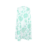 mint rose 2 print Sleeveless A-Line Pocket Dress (Model D57) - Objet D'Art