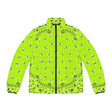Neon Green Bandana Art Men's Puffer Jacket - Objet D'Art