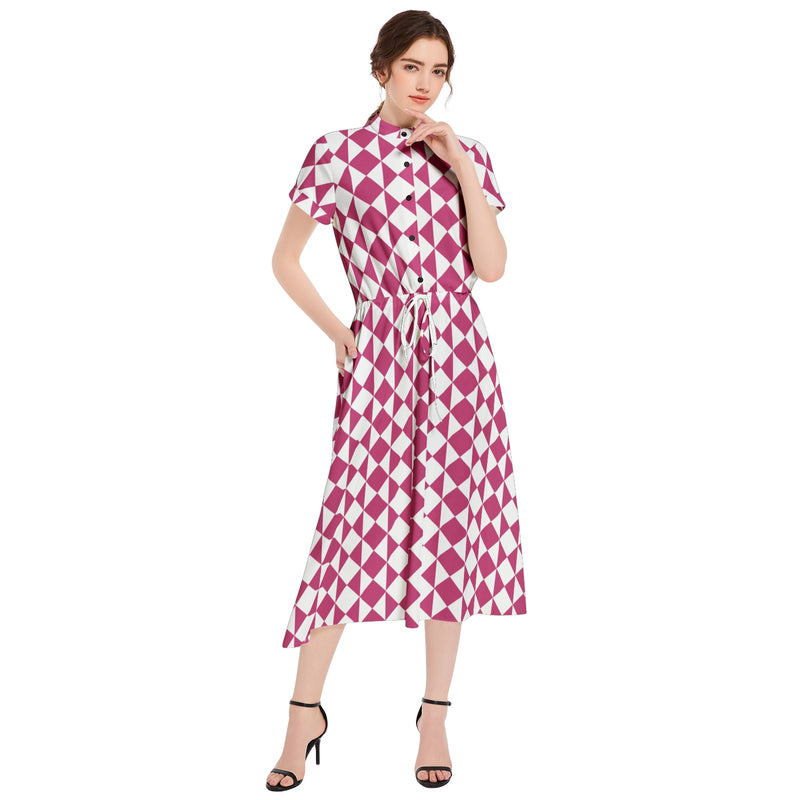 Drawstring Waist A-line Flared Midi Dress - Objet D'Art