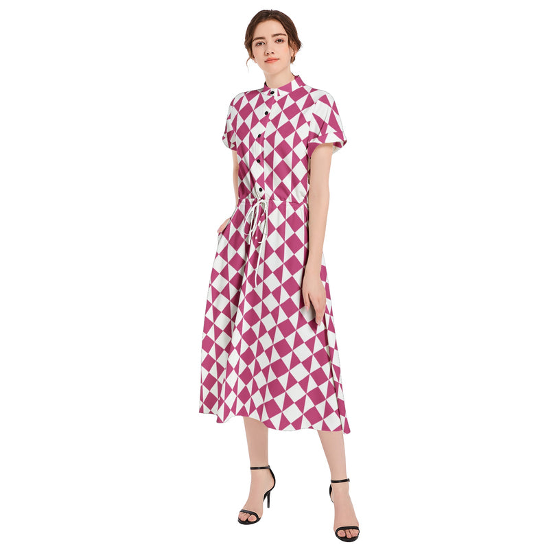 Drawstring Waist A-line Flared Midi Dress - Objet D'Art