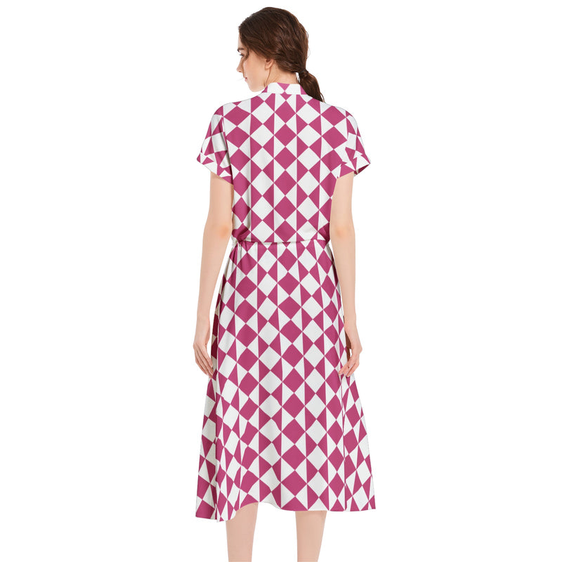 Drawstring Waist A-line Flared Midi Dress - Objet D'Art