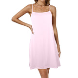 pink solid 2 Drawstring Neck Sleeveless Dress (Model D68) - Objet D'Art