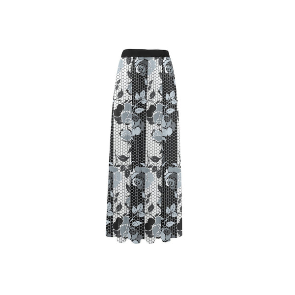 selenium gray print 4 High Slit Long Beach Dress (Model S40) - Objet D'Art