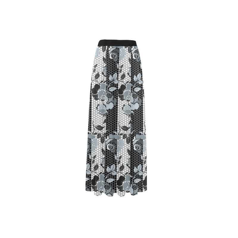 selenium gray print 4 High Slit Long Beach Dress (Model S40) - Objet D'Art
