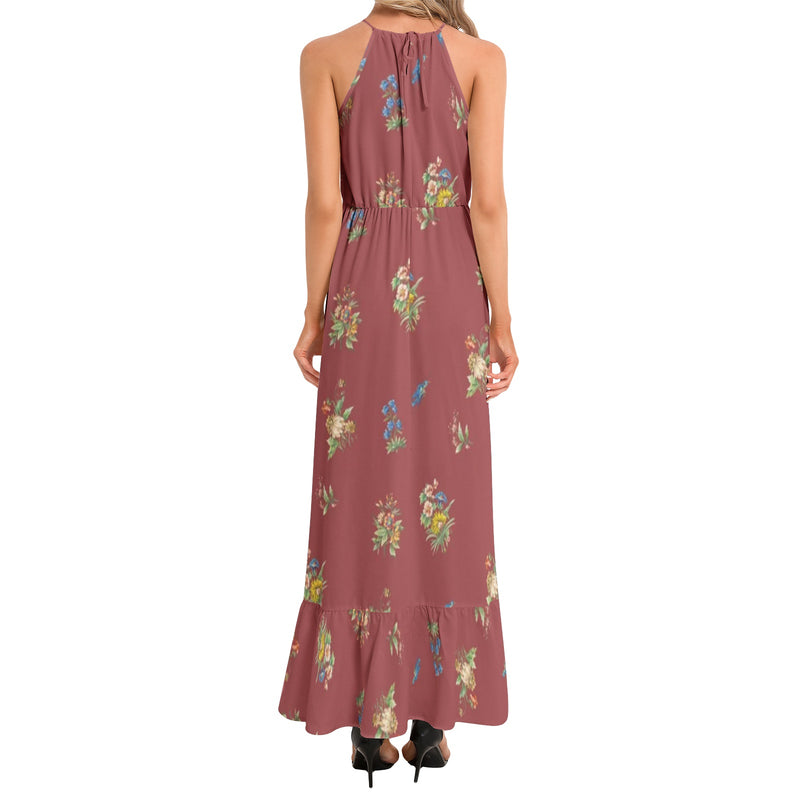Ruffle Hem Halter Neck Maxi Dress - Objet D'Art
