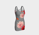 Greek Key Floral Bodycon Dress - Objet D'Art