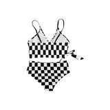 bw check print 2 Knot Side Bikini Swimsuit (Model S37) - Objet D'Art