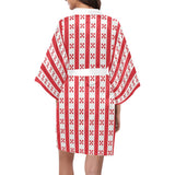 gingham red print Kimono Robe - Objet D'Art