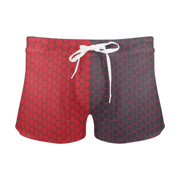 red grey hex two tone print 2 Men's Swim Trunks with Zipper Pocket (Model L71) - Objet D'Art
