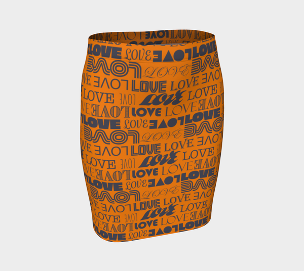 Love Print Fitted Skirt - Objet D'Art
