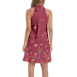 Tie Back Halter Neck Flared Dress