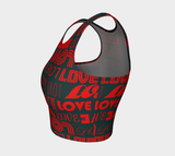 Holiday Love Print Athletic Crop Top - Objet D'Art